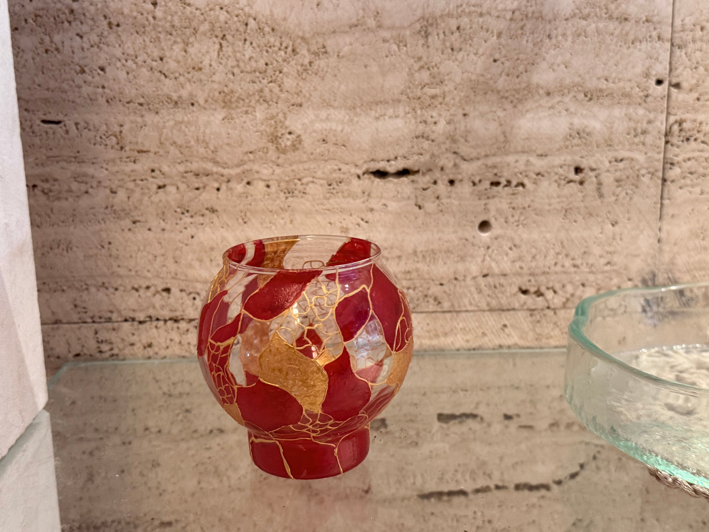 Tall candle holder (golden red)